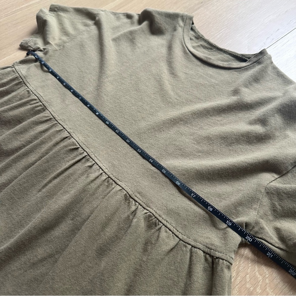 Women’s Olive Green Peplum Short Sleeve Blouse Top Casual Womens Size Small Boho - Picture 5 of 6